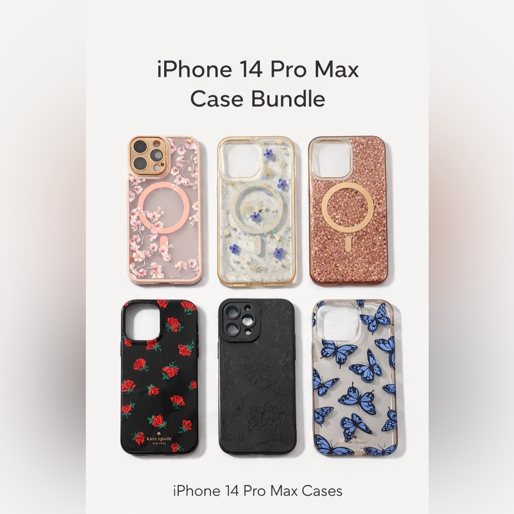 iPhone 14 Pro Max Case Bundle – Kate Spade + Floral + Glitter (6 Cases)